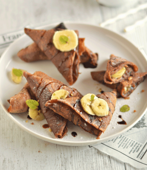 recette Crêpes samossas, banane & chocolat