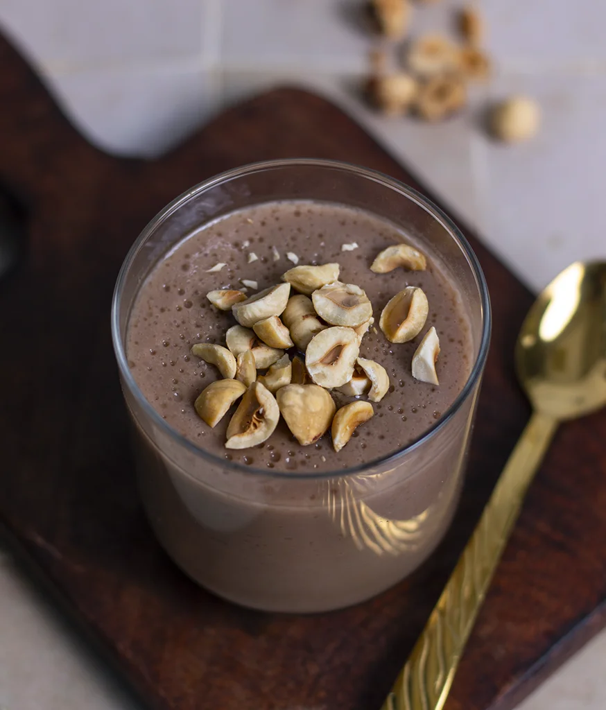 Crèmes au chocolat et purée de cacahuète