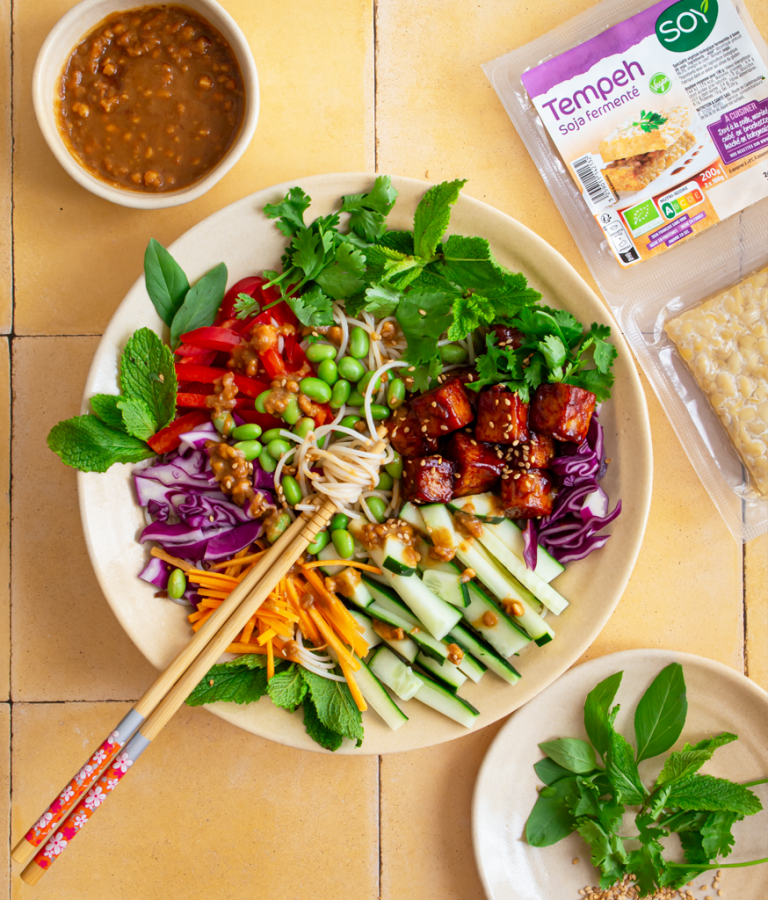 recette Summer bowl aux vermicelles de riz et Tempeh