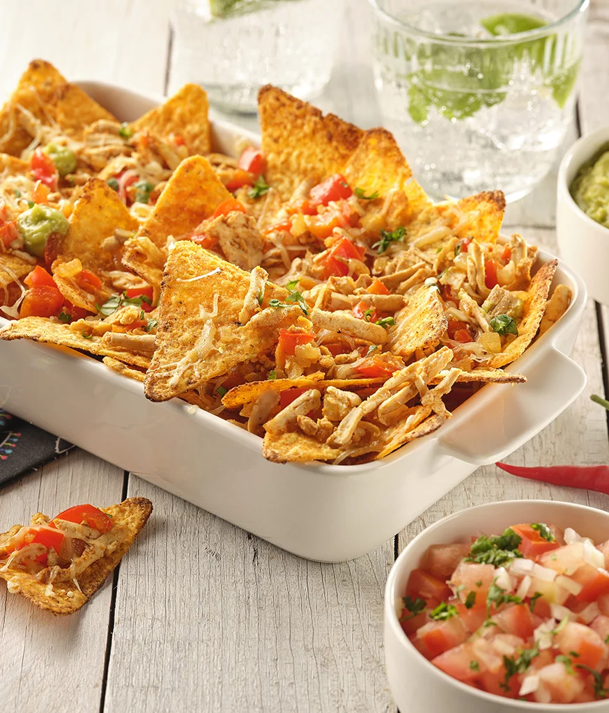 Nachos gratinés au tofu et fromage